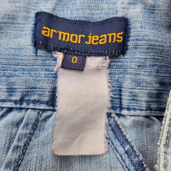 Y2K Denim Micro Mini Skirt Size 0 Womens XS Distressed Raw Hem Light Wash - Picture 9 of 9